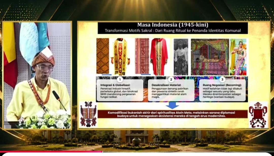 Doktor Seni Pertama NTT Ungkap Transformasi Makna Tenun Atoin Meto dalam Orasi Ilmiah Wisuda Undana 